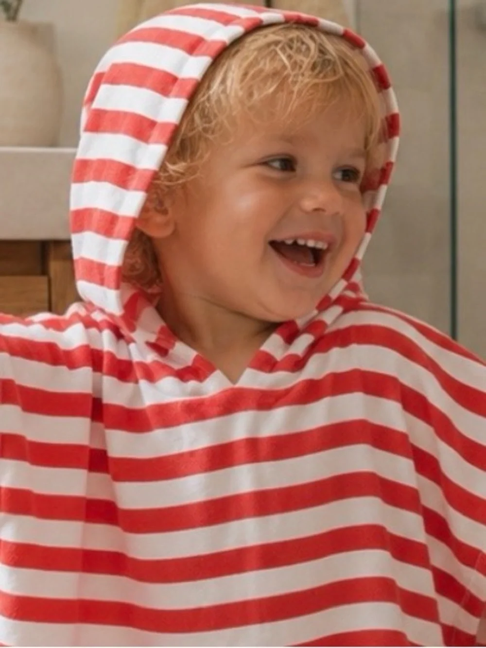 Kids Organic Turkish Cotton Hooded Towel Poncho 1Y-2Y Beach Pool Bath Unisex